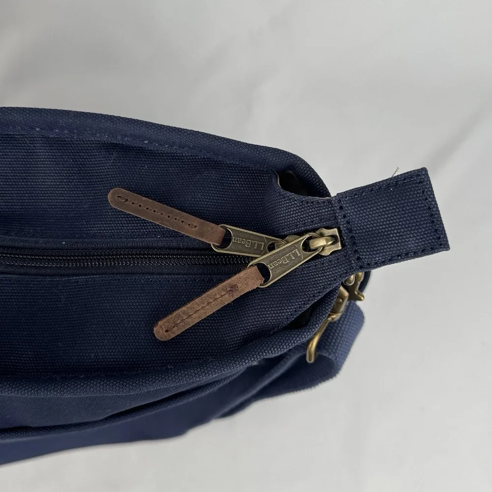 L.L.Bean Stonington Daily Commuter Travel Work Bag Navy Blue Canvas 17